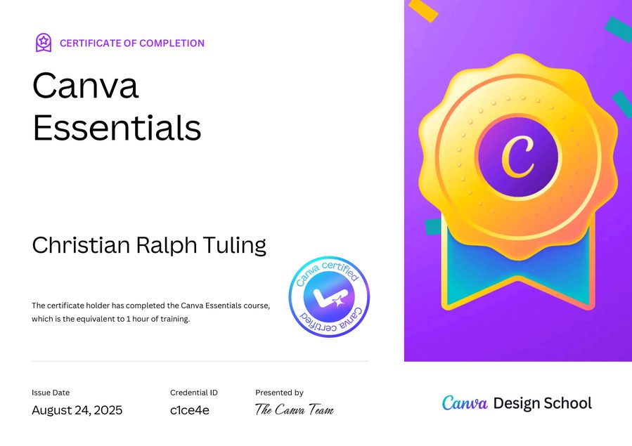 Canva Essentials certificate