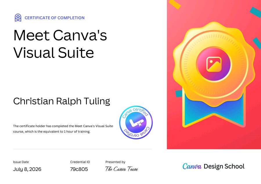 Canva Visual Suite certificate
