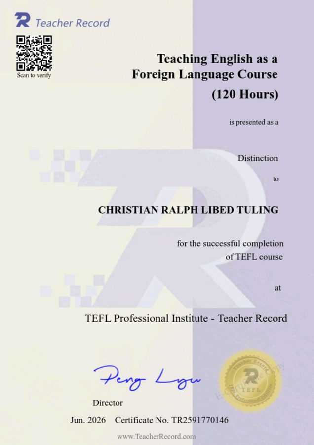 TEFL certificate